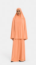 Luxury khimar set pastel orange